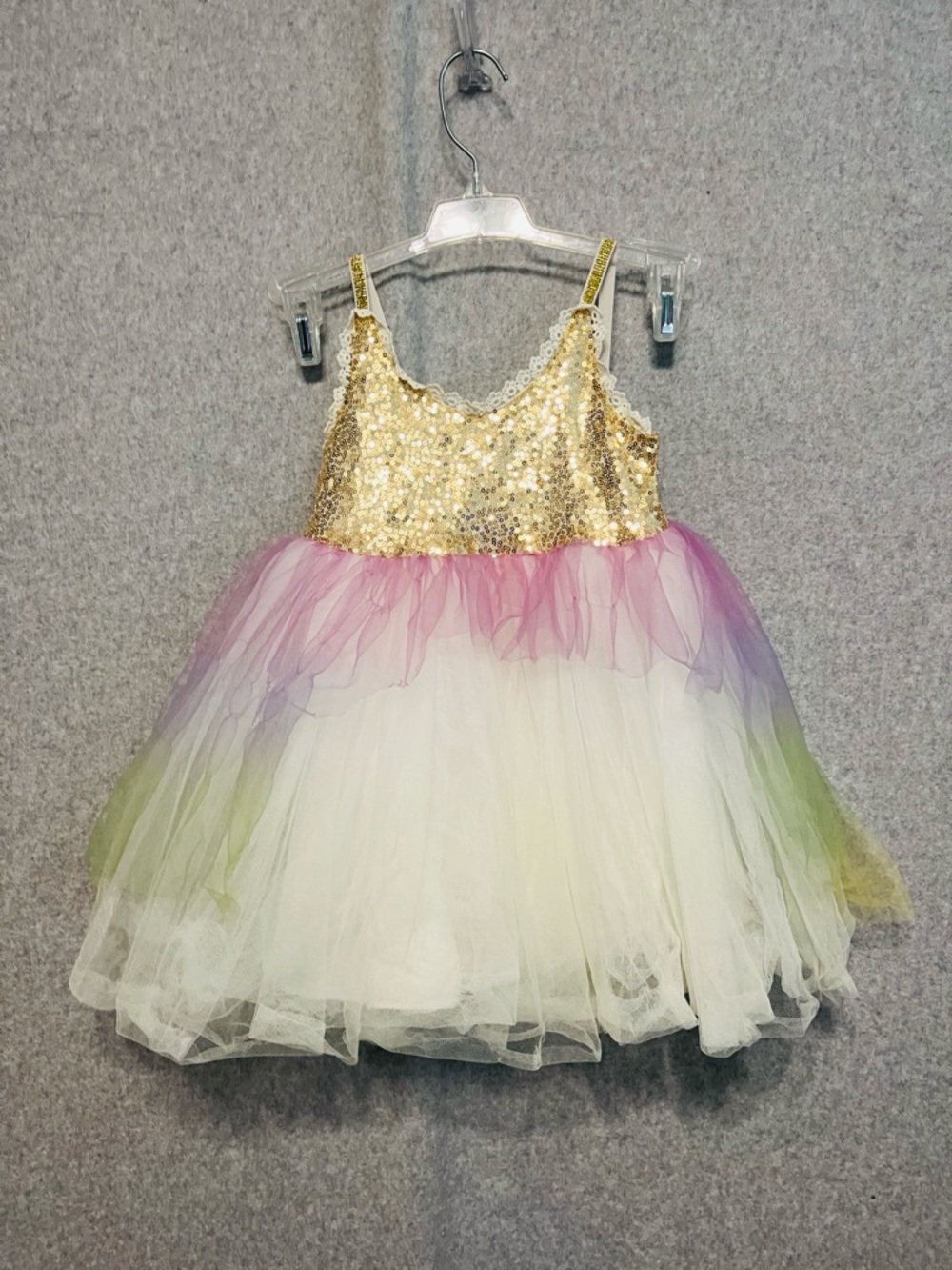 princess fairy Dress rainbow pastel gold Sequin Tulle twirl
